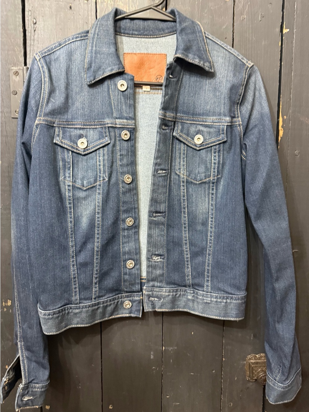 AG Adriano Goldschmied Robyn Denim Jacket Torrent Stretch Trucker Size S Excelle